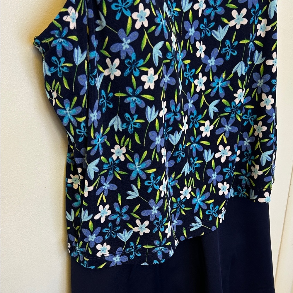 Beach Cabana Floral Print Women's Swimsuit - Blue and Green Size 1X - Picture 2 of 7